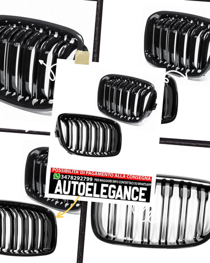 Double gangway kidney grille suitable for BMW 1 Series F20 F21 up to 2015 BLACK 