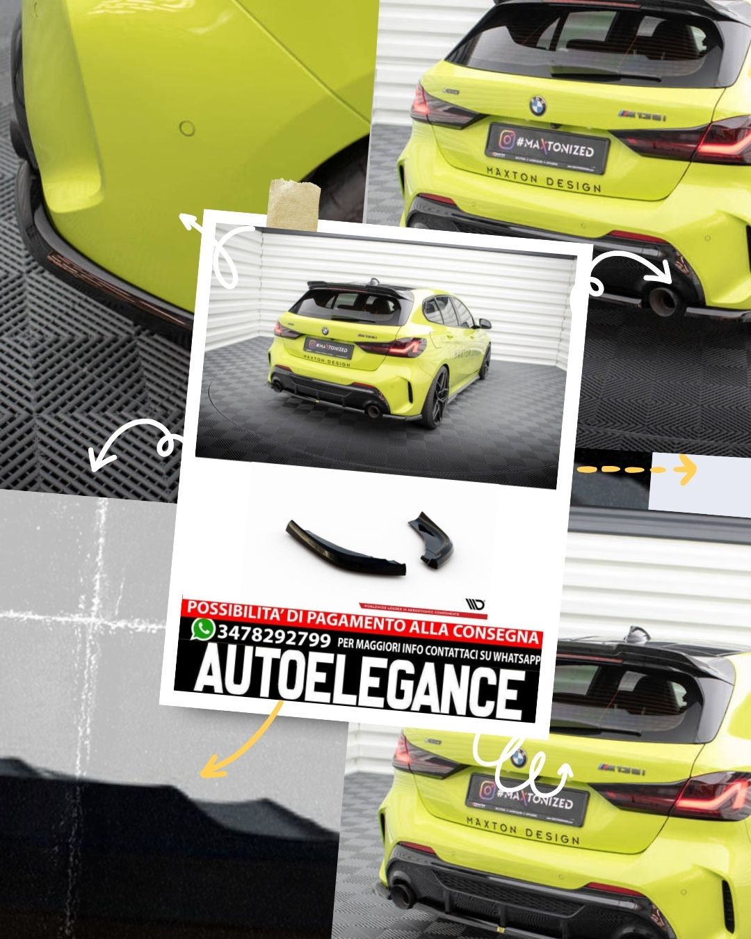 SPLITTER LATERALI POSTERIORI ADATTO PER V.11 BMW 1 M-PACK / M135I F40  (2019 - )