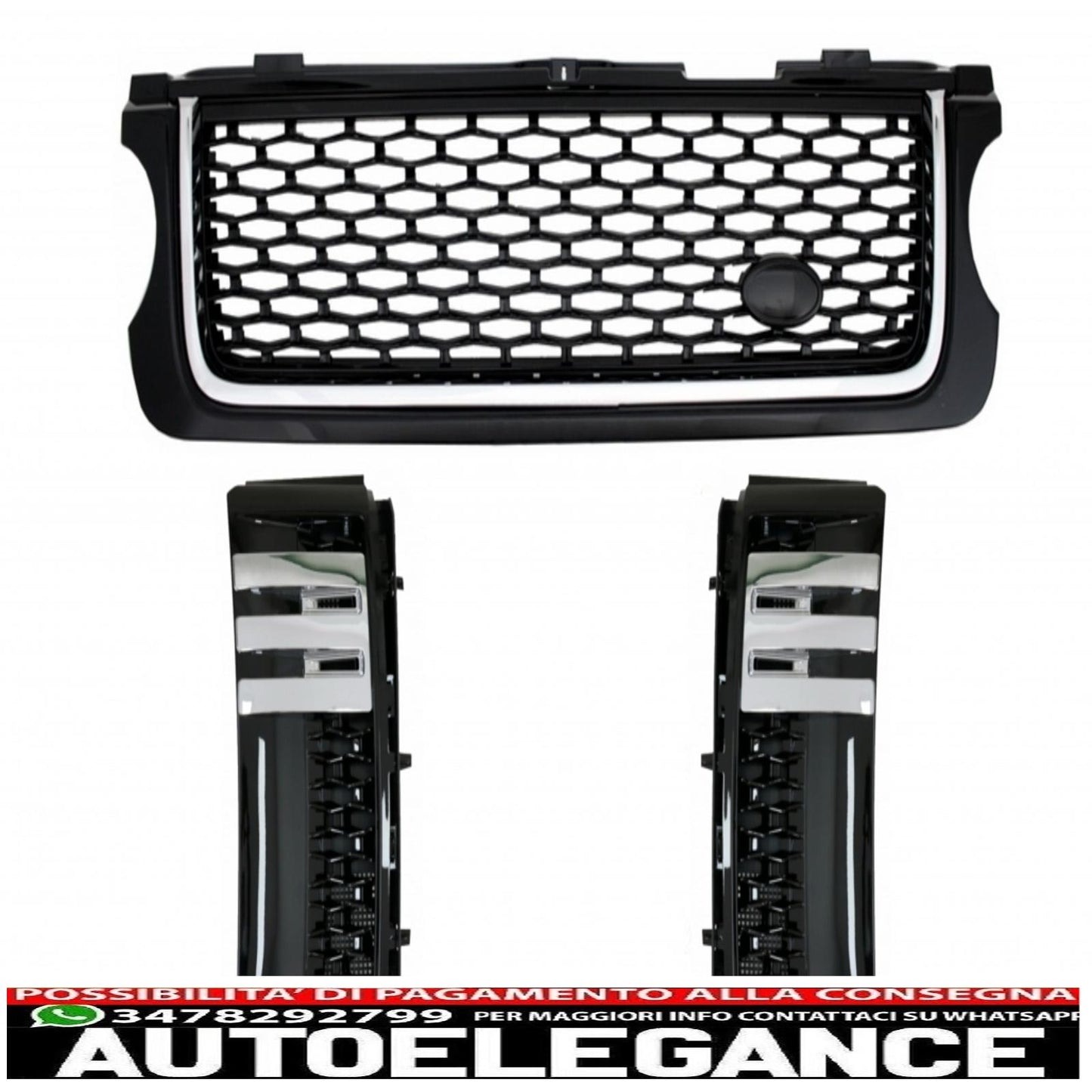 griglia centrale con prese d'aria laterali adatta per land rover vogue iii l322 (2010-2012) all black autobiography supercharged edition