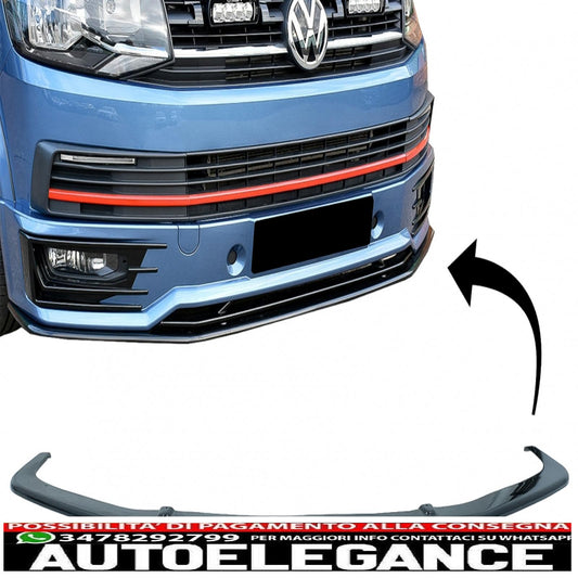 Labbro spoiler aggiuntivo per paraurti anteriore adatto per VW Transporter T6 Sportline (2015-up) nero lucido