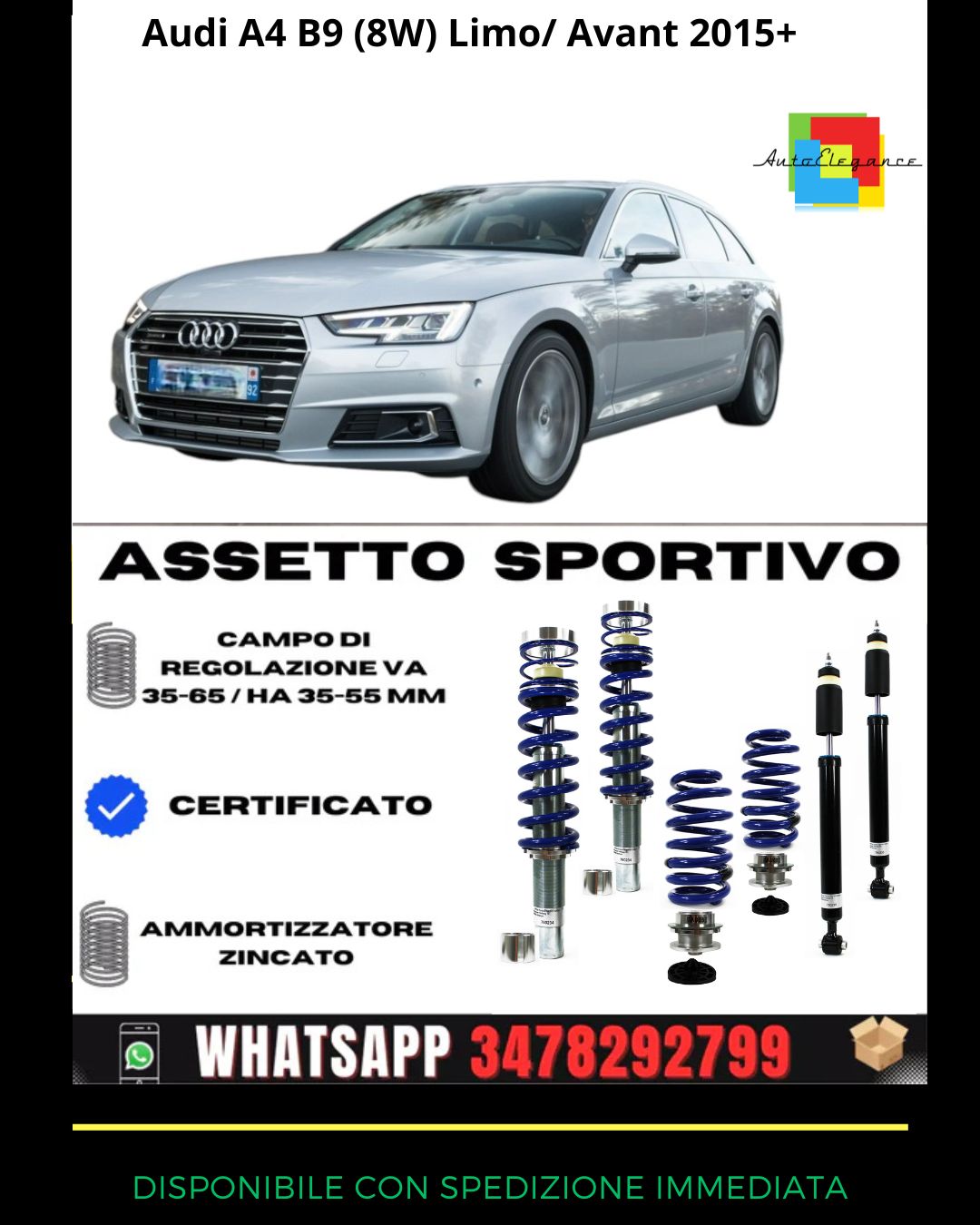 🔥Assetto sportivo ADATTO PER  Audi A4 B9 (8W) Limo/ Avant 2015+🔥
