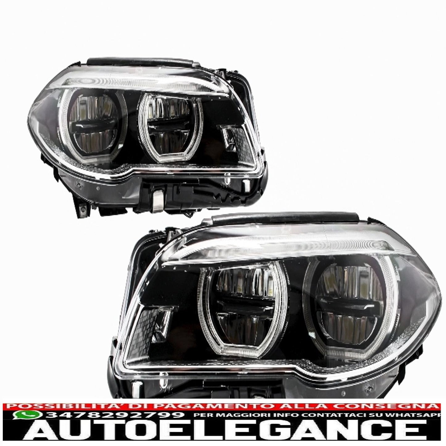 Fari angel eye full led adatti per bmw serie 5 f10 f11 lci (2014-2017)
