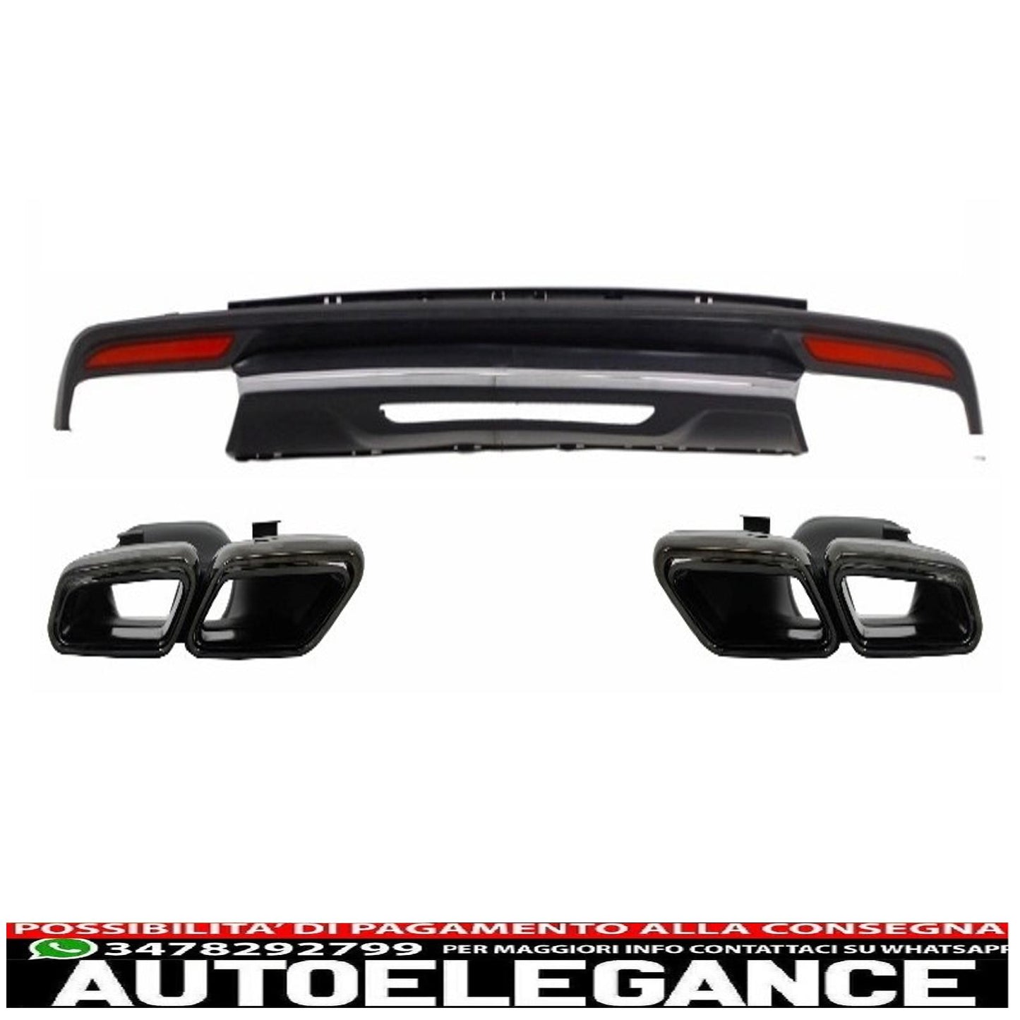 diffusore posteriore terminale di scarico nero adatto per mercedes classe s w222 pacchetto sport line (2013-06.2017)