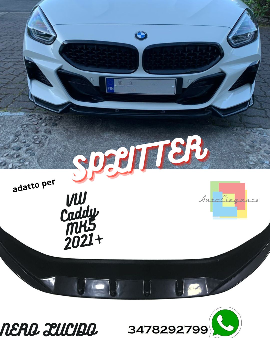 Splitter Anteriore VOLKSWAGEN Caddy MK5 2021+ Versione 2 Con ABE TÜV
