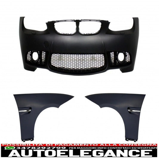 paraurti anteriore con parafanghi anteriori adatto a bmw serie 3 e92 coupe e93 cabrio (2006-2009) m3 look senza pdc e proiettori