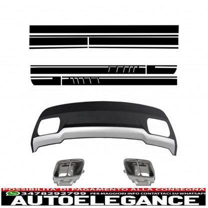 air diffuser with exhaust tips and black stickers for mercedes a class w176 (2012-2018) sport pack 