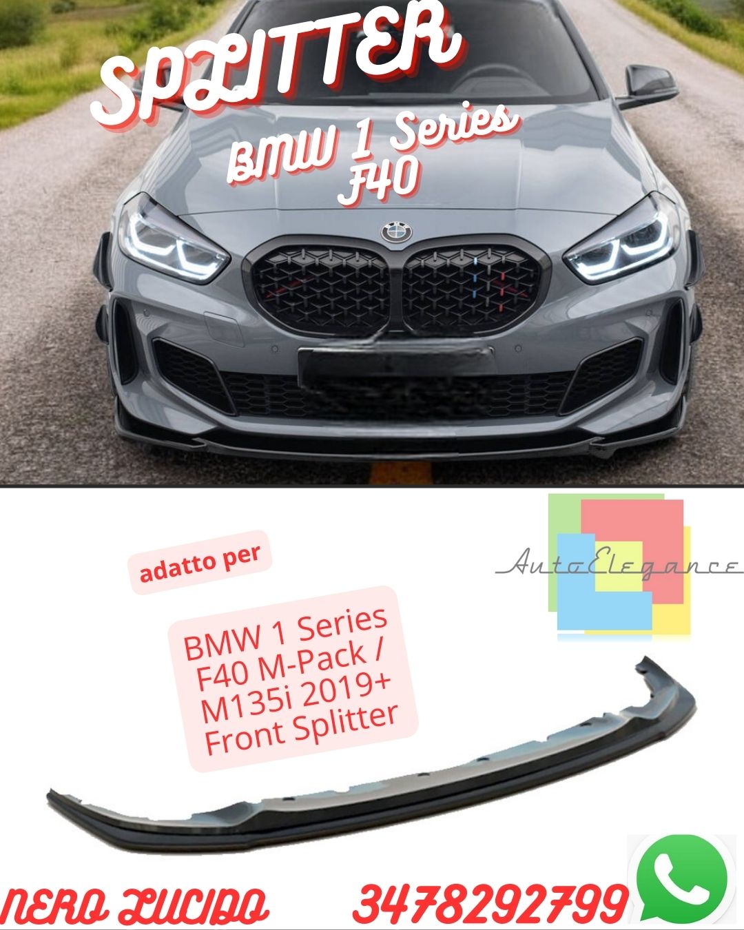 SPLITTER ADATTO PER ✨✨BMW  Serie 1 F40 M-Pack / M135i 2019+ ✨ ✨