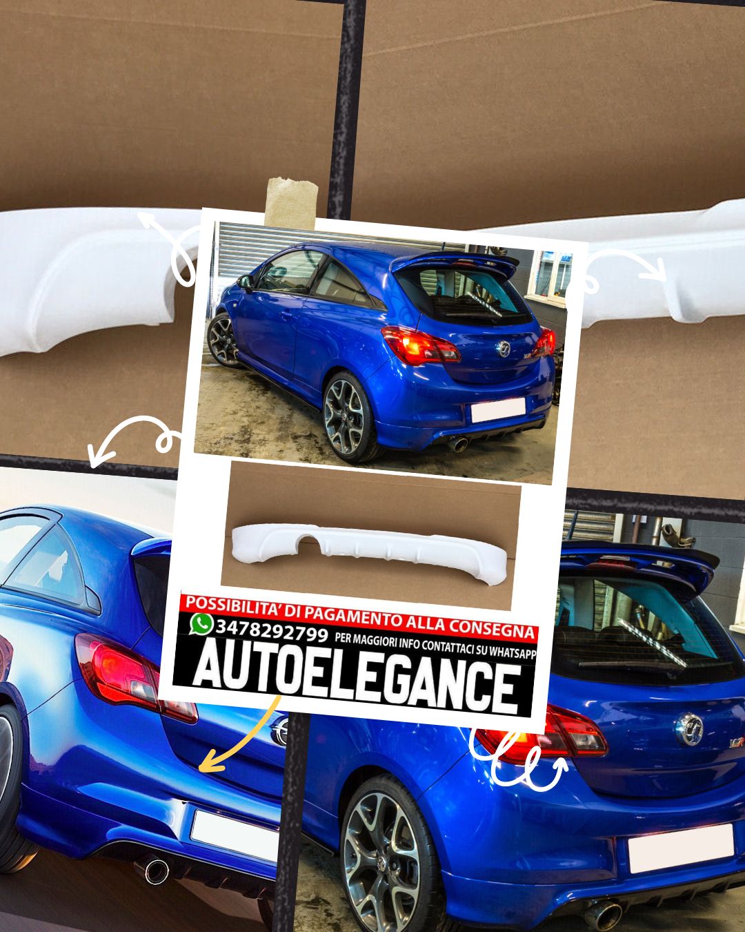 DIFFUSORE ADATTO PER VAUXHALL CORSA E 3 PORTE LOOK OPC - SCARICO SINGOLO GREZZO