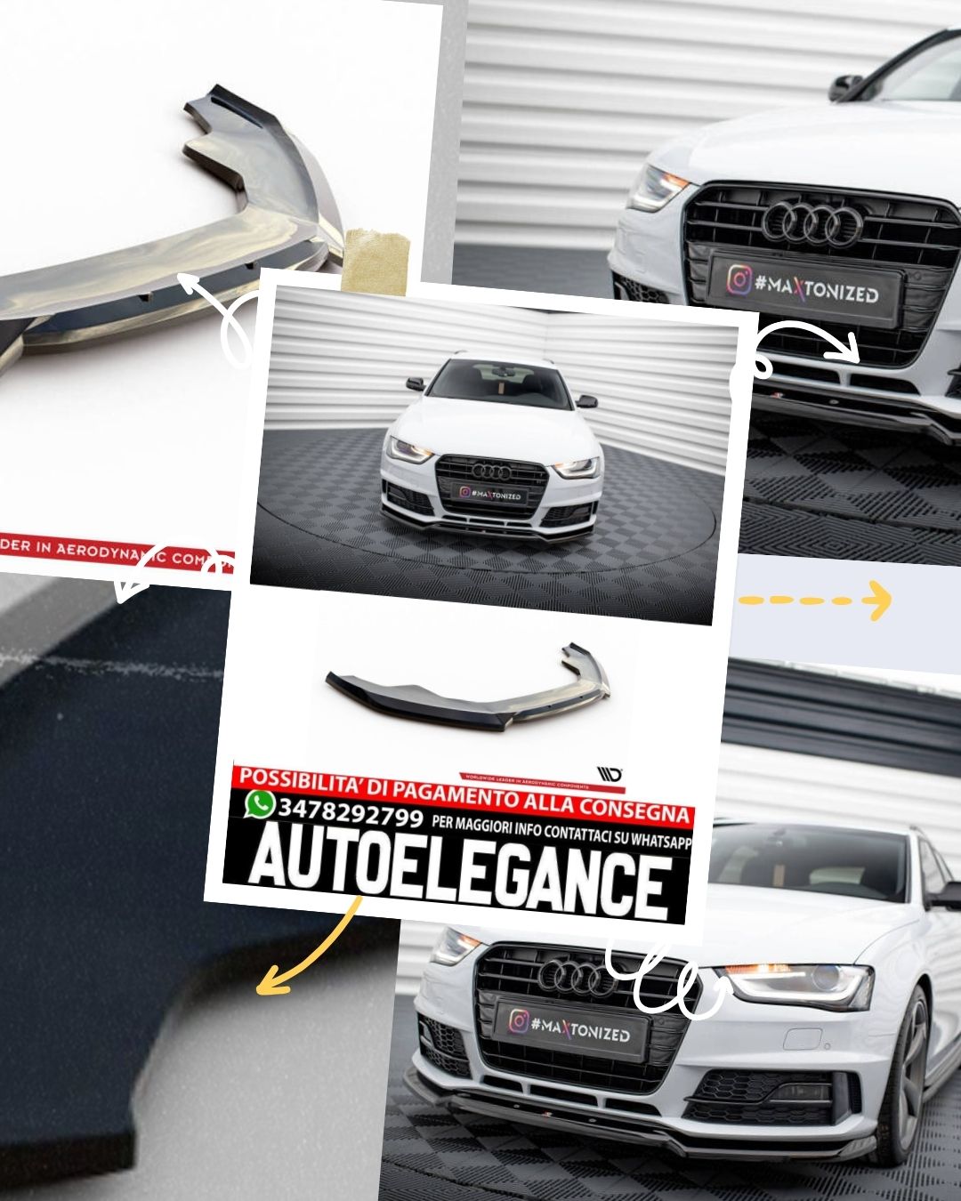 SPLITTER ANTERIORE adatto per V.2 AUDI A4 COMPETITION B8 FACELIFT 2011 - 2015