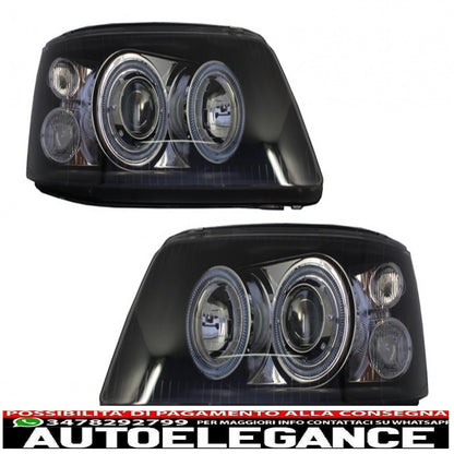 Double Halo Ring Headlights Suitable for VW Transporter T5 (04.2003-08.2009) Angel Eyes Black 