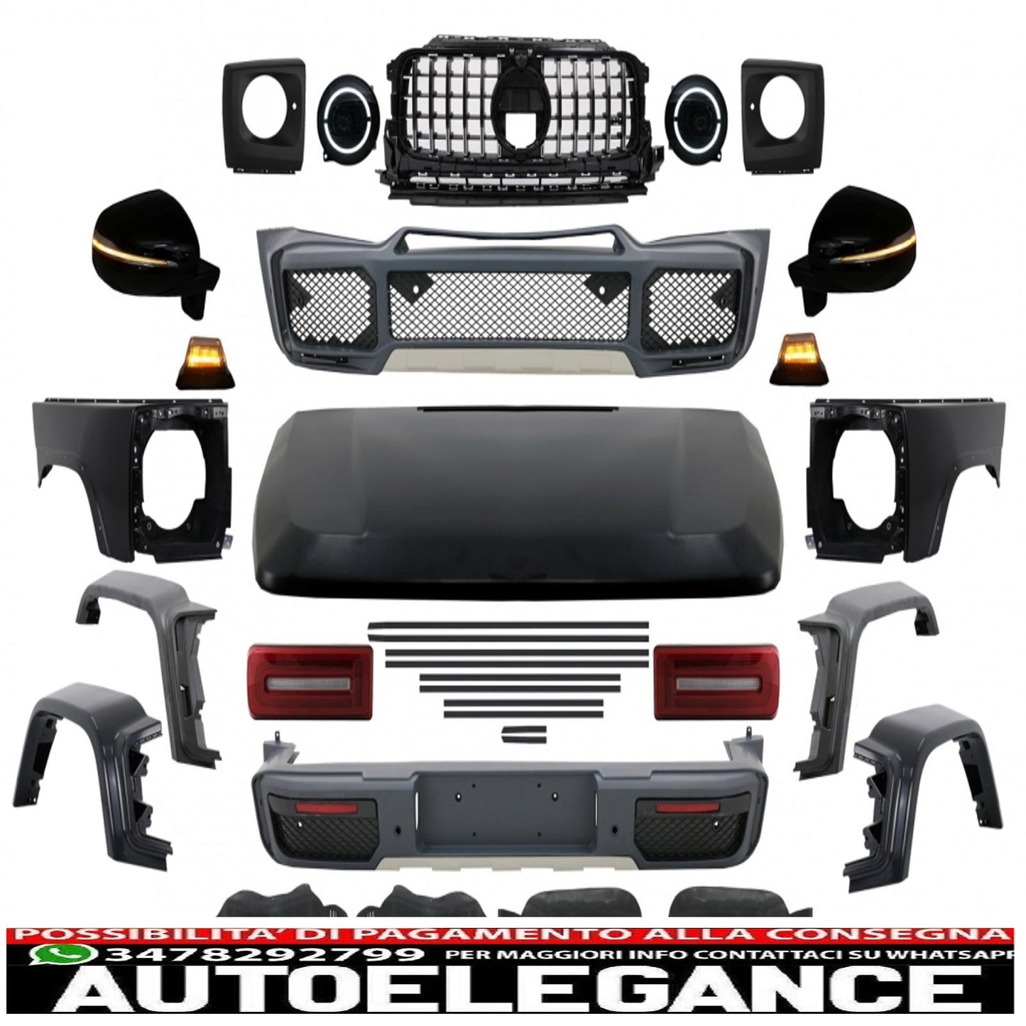 Conversione del kit carrozzeria nuovo stile g63 2018 adatto per mercedes classe g w463 (2008-2017) b-look AUTOELEGANCERICAMBI