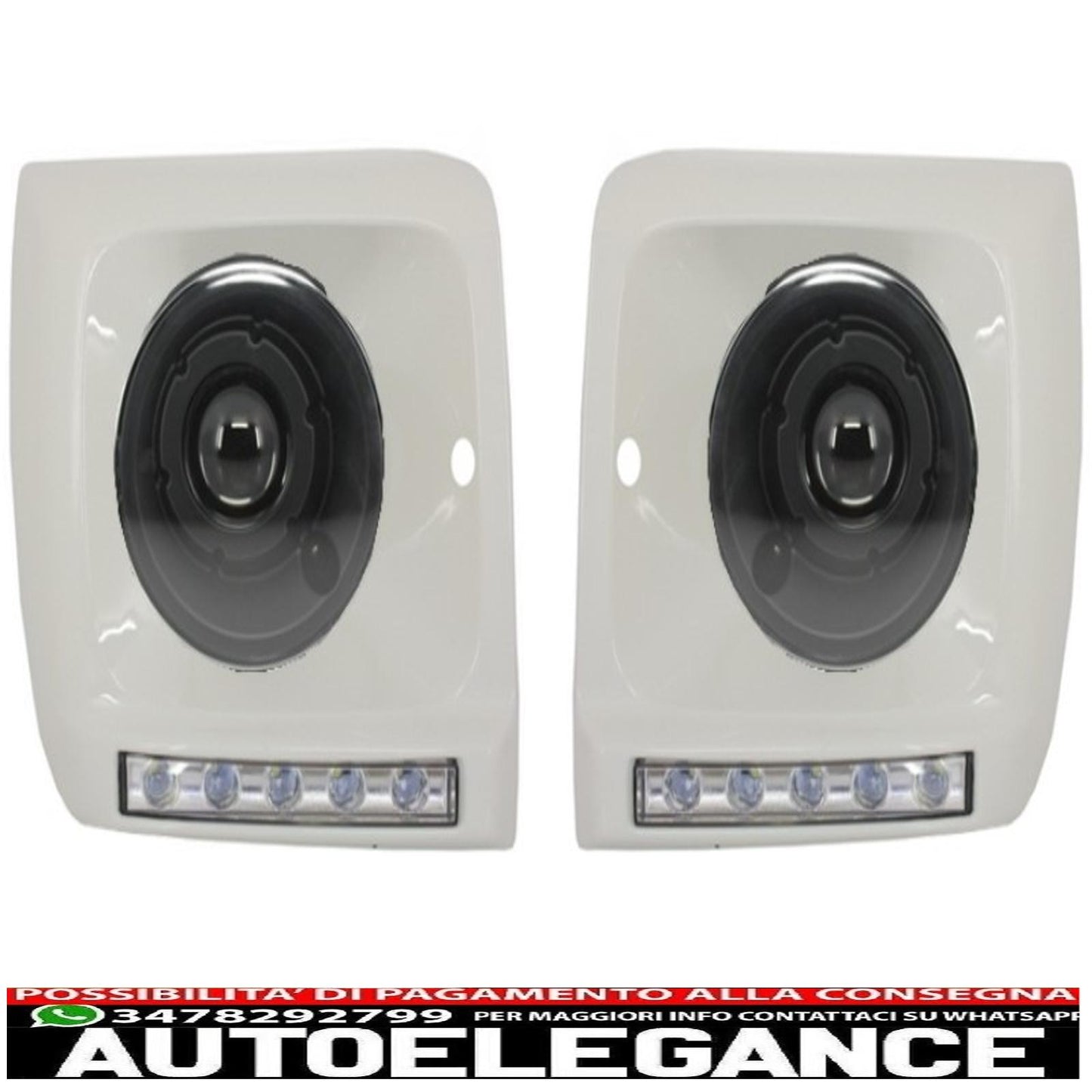 fari anteriori neri look bi-xeno con coperture led bianchi drl adatti per mercedes classe g w463 (1989-2012) design g65