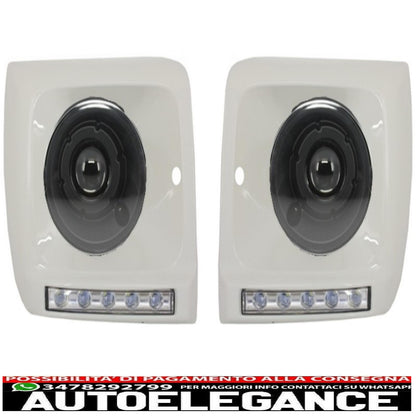 fari anteriori neri look bi-xeno con coperture led bianchi drl adatti per mercedes classe g w463 (1989-2012) design g65