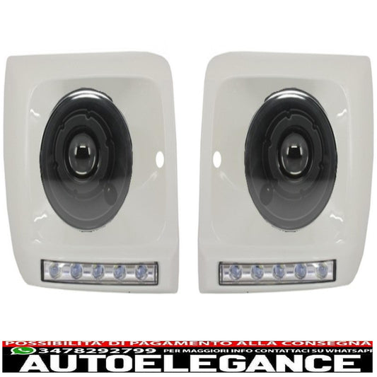 fari anteriori neri look bi-xeno con coperture led bianchi drl adatti per mercedes classe g w463 (1989-2012) design g65