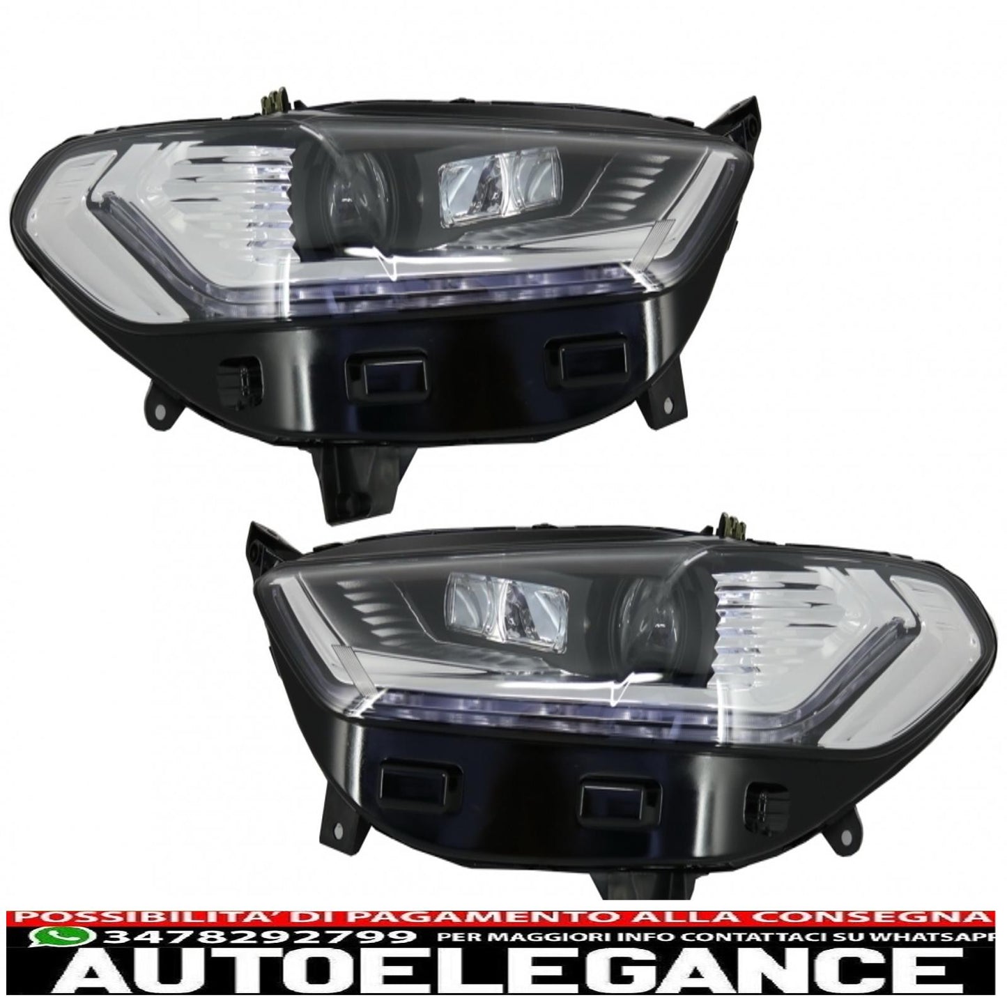 xenon look led drl headlights suitable for ford mondeo mk5 (2013-2016) dynamic and smooth sequential cornering lights chrome