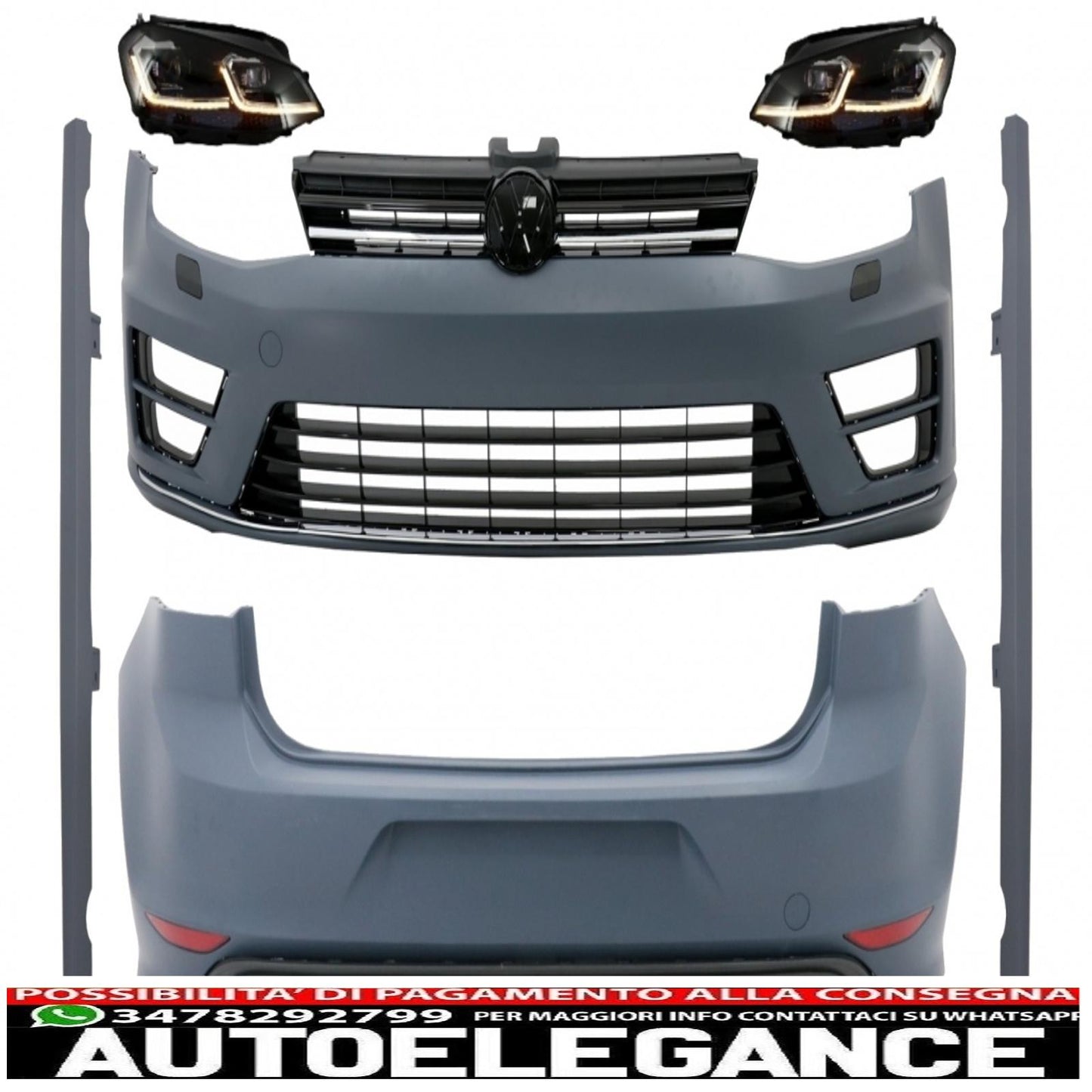 complete body kit with g7.5 look headlights dynamic led cornering lights suitable for vw golf 7 vii (11/2012-07/2017) r design 