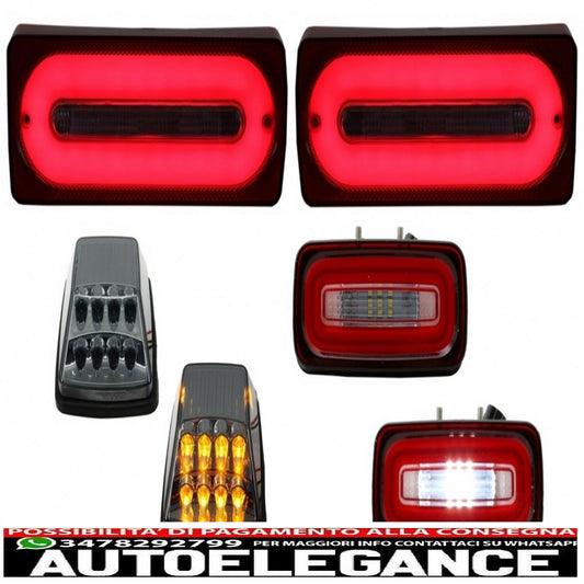 Barra luminosa fanali posteriori full led con fendinebbia e indicatori di direzione adatti per mercedes classe g w463 (1989-2015) indicatori di direzione sequenziali dinamici rossi AUTOELEGANCERICAMBI
