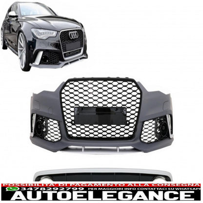 paraurti anteriore con diffusore paraurti posteriore con terminali di scarico adatto per audi a6 c7 4g facelift (2011-2014) design rs6