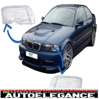 Headlight glasses suitable for bmw e46 coupe cabrio (1998-2003) 