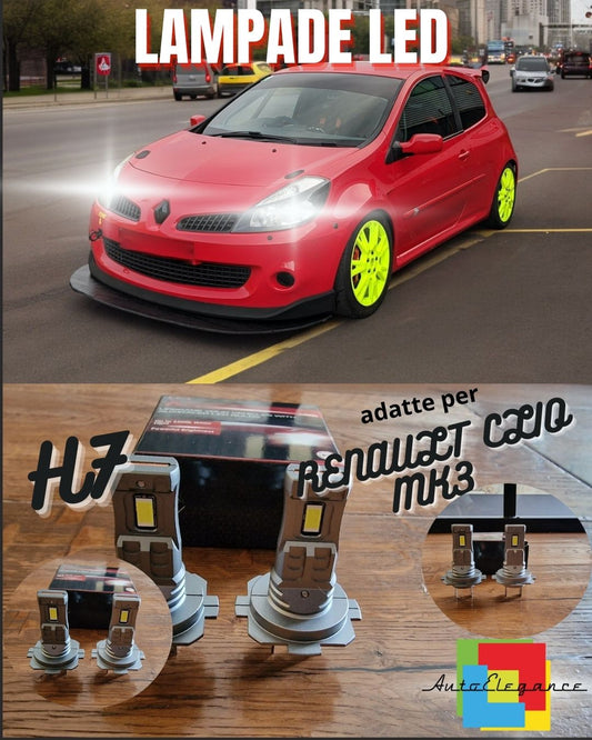 KIT LED H7 PER RENAULT CLIO MK3 III 6000K BIANCO 6000 LUMEN CANBUS ANABBAGLIANTI