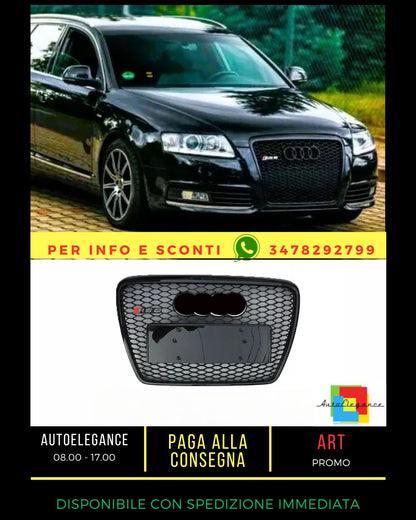 ✨Griglia anteriore principale NERA LUCIDA Audi RS6 Style A6 S6 C6 05-12✨