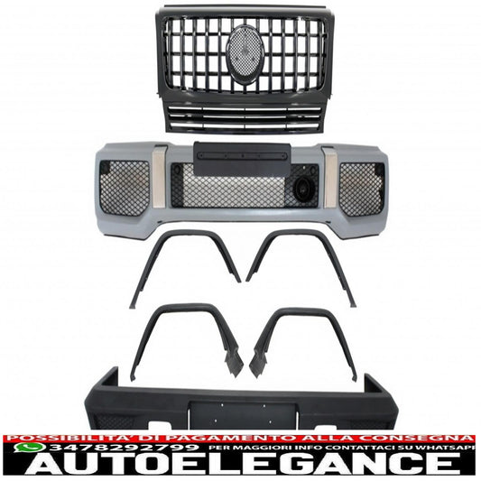 complete conversion body kit suitable for mercedes g-class w463 (1989-2017) g63 g65 design with panamericana front grille all piano black