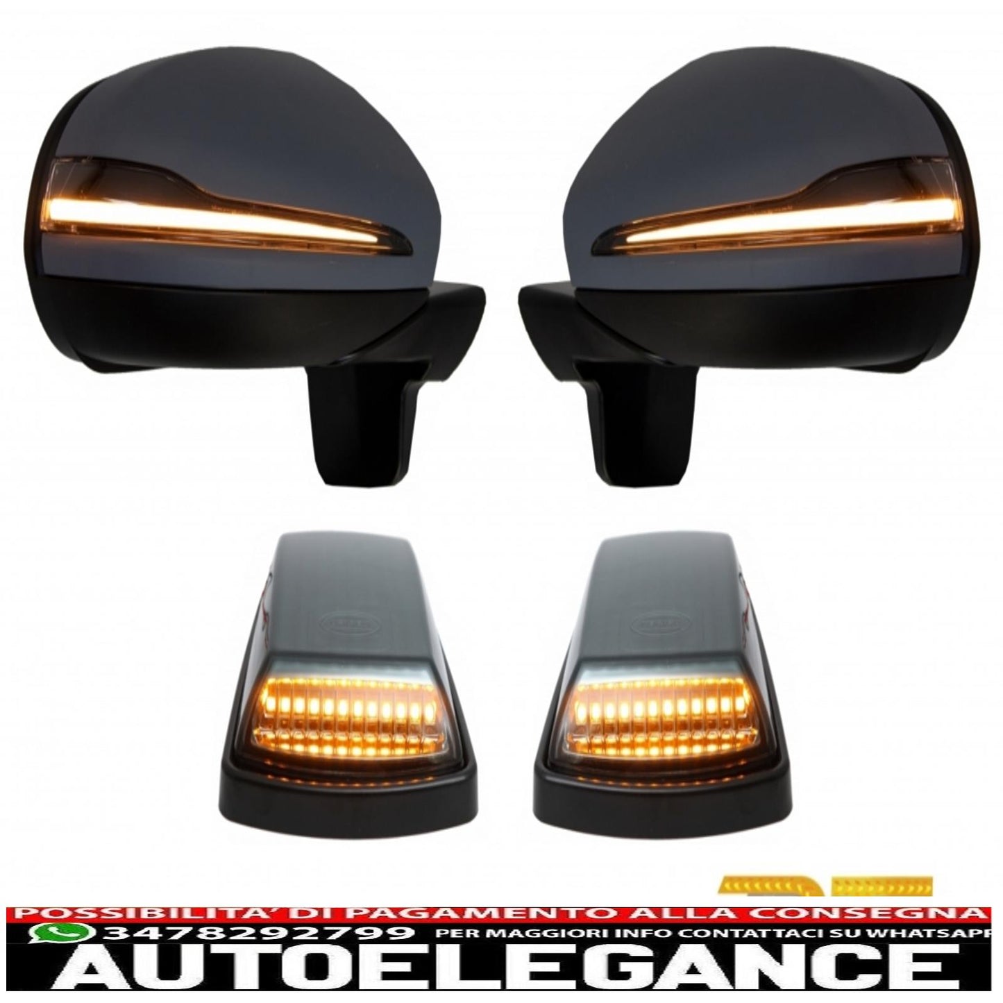 Complete mirror assembly with dynamic sequential LED direction lights suitable for mercedes g-class w463 (1989-2017) 2018 restyling design