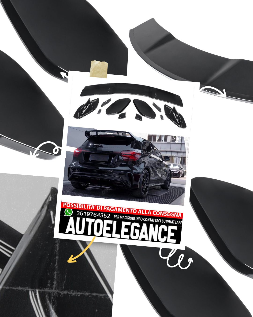 Spoiler tetto posteriore adatto per Mercedes W176 look sportivo