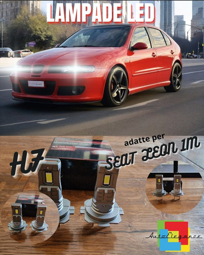 KIT LED H7 PER SEAT LEON 1M 6000K BIANCO 6000 LUMEN CANBUS ANABBAGLIANTI