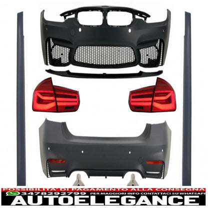 body kit with double exhaust tips suitable for bmw f30 (2011-2019) and led rear lights dynamic sequential cornering light evo ii m3 cs style without fog lights