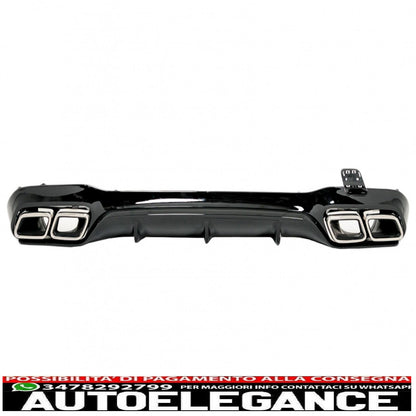 Rear diffuser with chrome exhaust tips suitable for mercedes e class w213 sport line (2016-2019) e63 design
