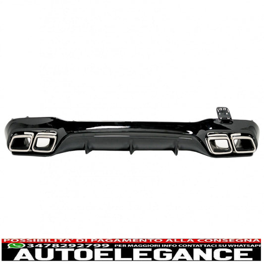Rear diffuser with chrome exhaust tips suitable for mercedes e class w213 sport line (2016-2019) e63 design