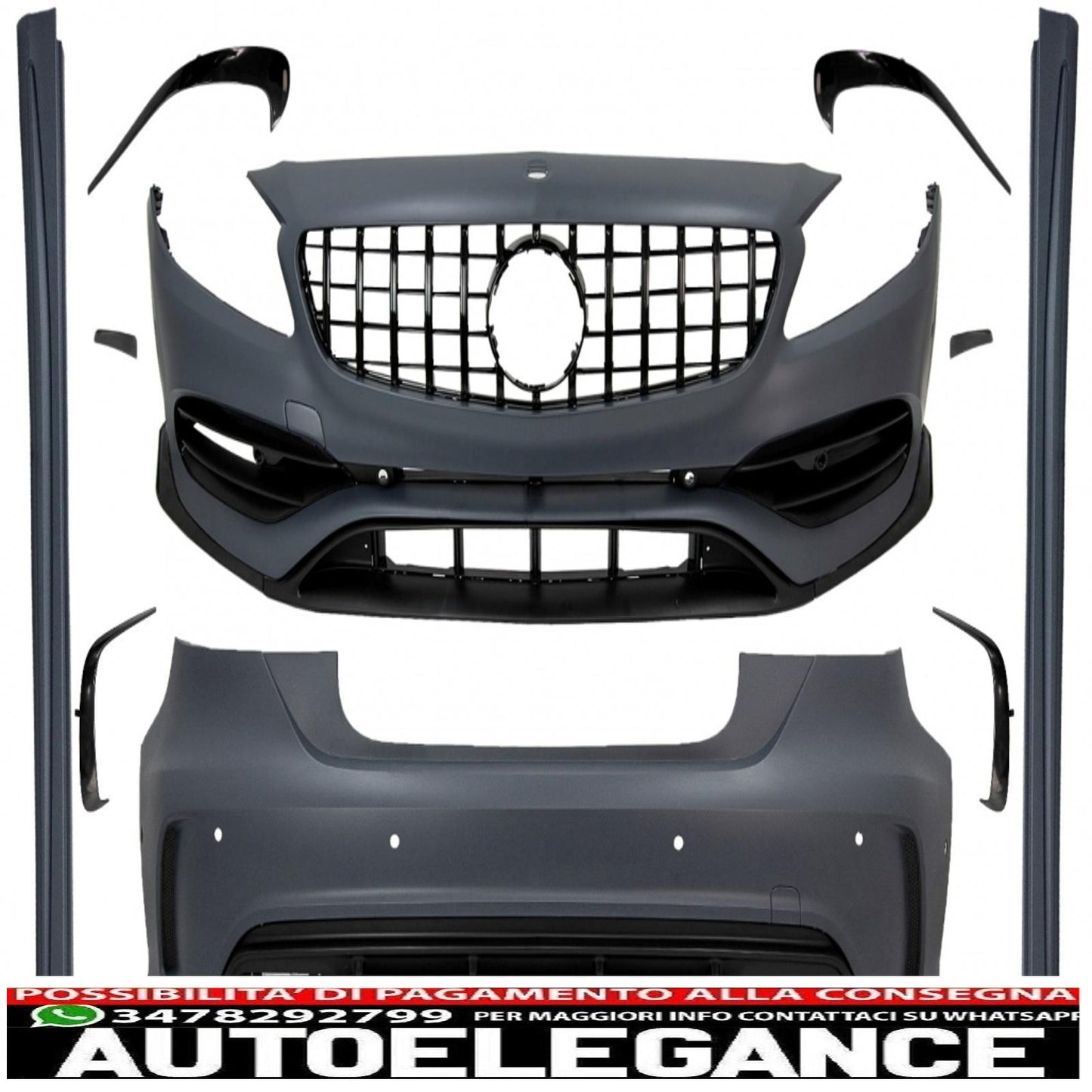 complete body kit with grille suitable for mercedes a-class w176 (2012-2018) restyling a45 design 