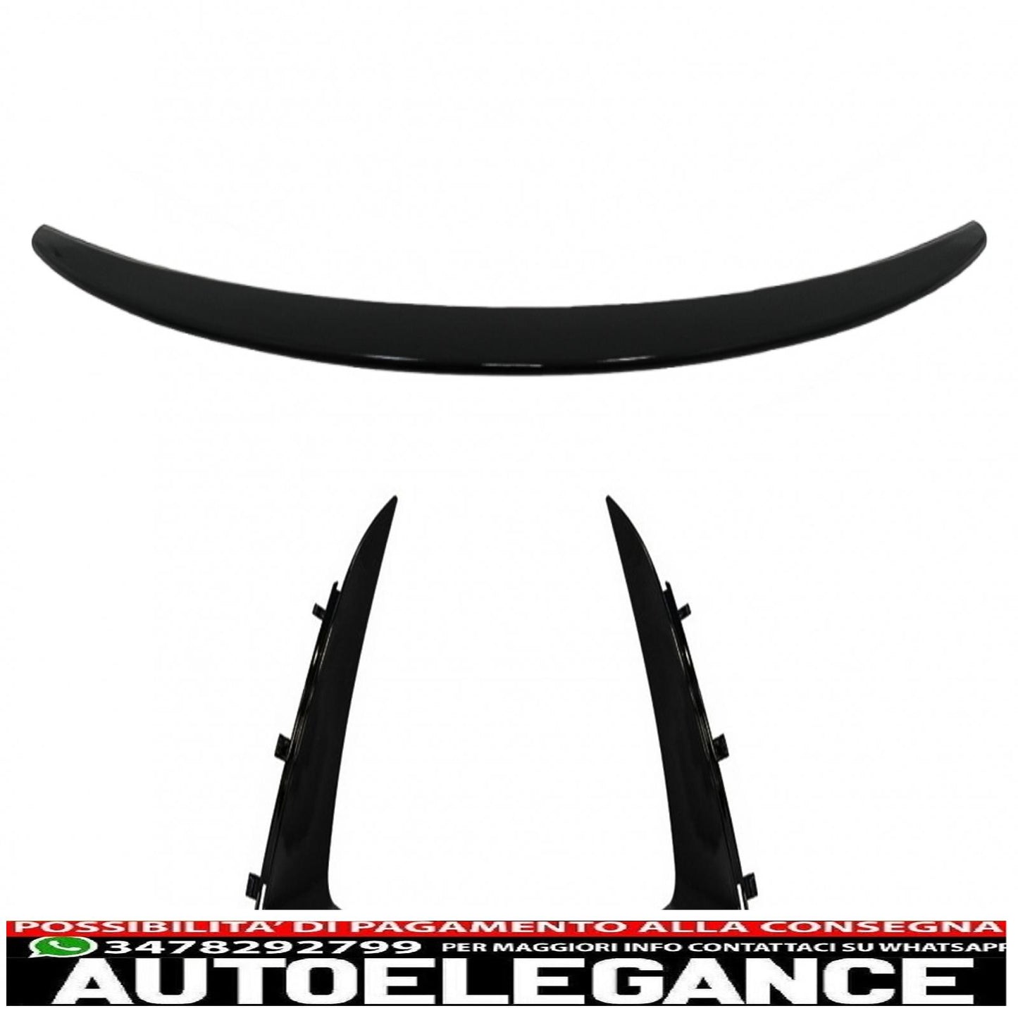 Trunk Spoiler with Rear Bumper Lips Side Wings Flic Fit for Mercedes C Class Coupe C205 (2014-2019) Piano Black 