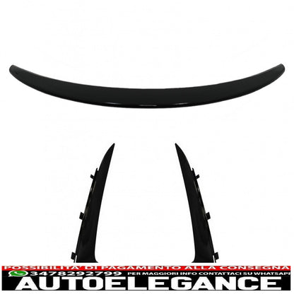 Trunk Spoiler with Rear Bumper Lips Side Wings Flic Fit for Mercedes C Class Coupe C205 (2014-2019) Piano Black 
