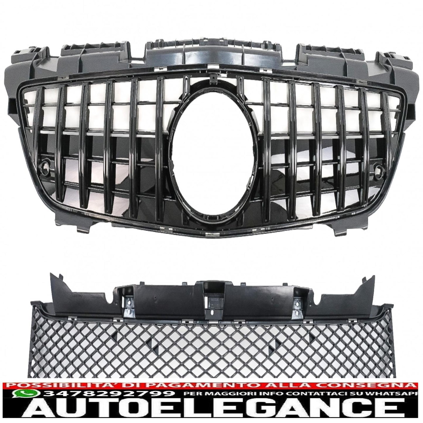 griglia anteriore con rete inferiore adatta per mercedes classe slk r172 (2011-2015) gt-r design panamericana nero