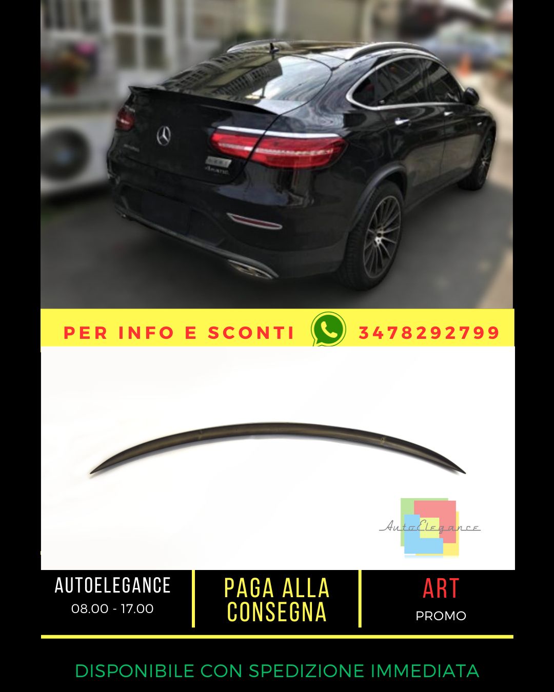 🔥GLOSSY BLACK SPOILER SUITABLE FOR Mercedes GLC C253 2016+ Coupe🔥