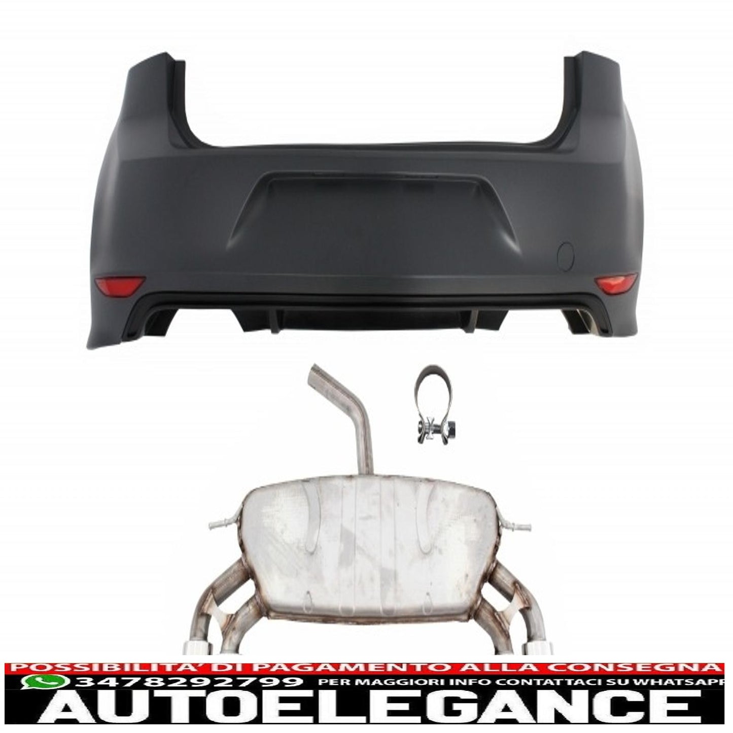 Rear bumper with full exhaust system suitable for vw golf 7 vii mk7 (2013-2017) r design 