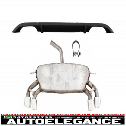 diffusore paraurti posteriore con impianto di scarico completo adatto per vw golf 7 vii (2013-2016) r design