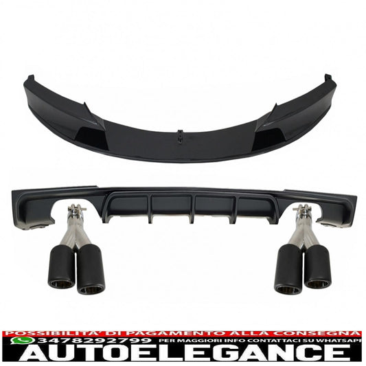Spoiler anteriore con diffusore a mantovana, doppia uscita e terminali di scarico, adatto per BMW Serie 3 F30 F31 (2011-up) Design M