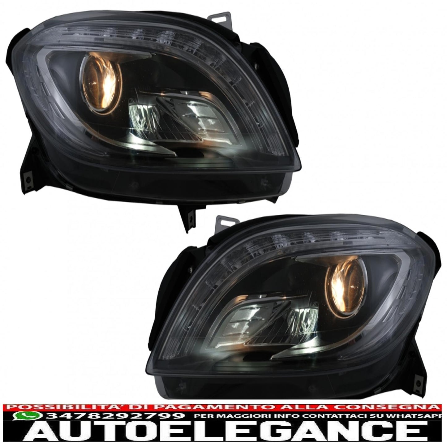 led headlights suitable for mercedes m-class w166 (2012-2015) black 