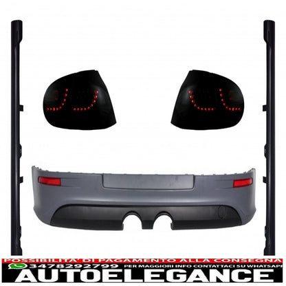 fanali posteriori a led fumé nero luci sequenziali dinamiche con estensione paraurti posteriore e minigonne laterali adatti per vw golf 5 (2004-2007) design urban style r32