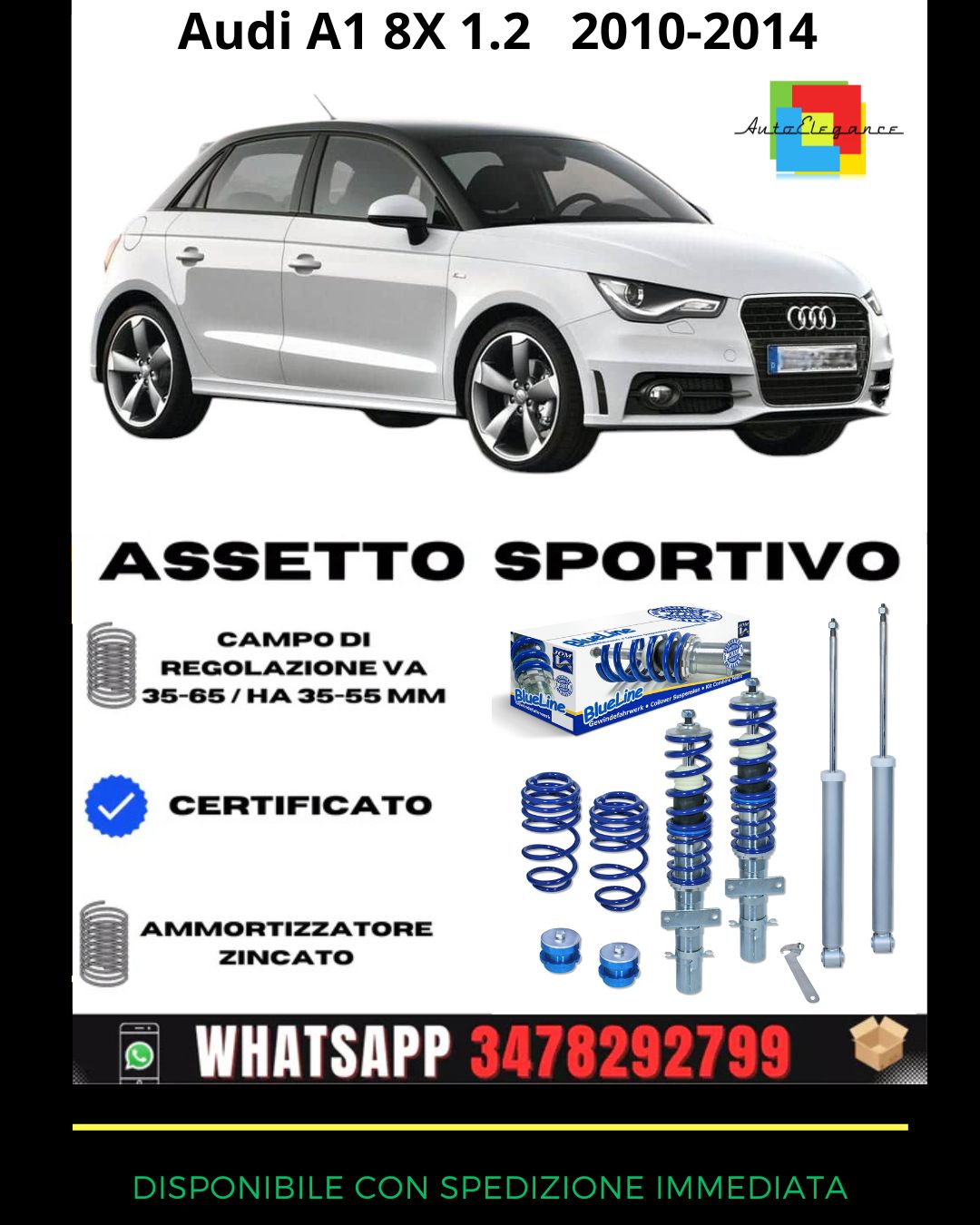 🔥Assetto sportivo ADATTO PER Audi A1 8X 1.2 TFSI, 1.4 TFSI, 1.6  2010-2014🔥