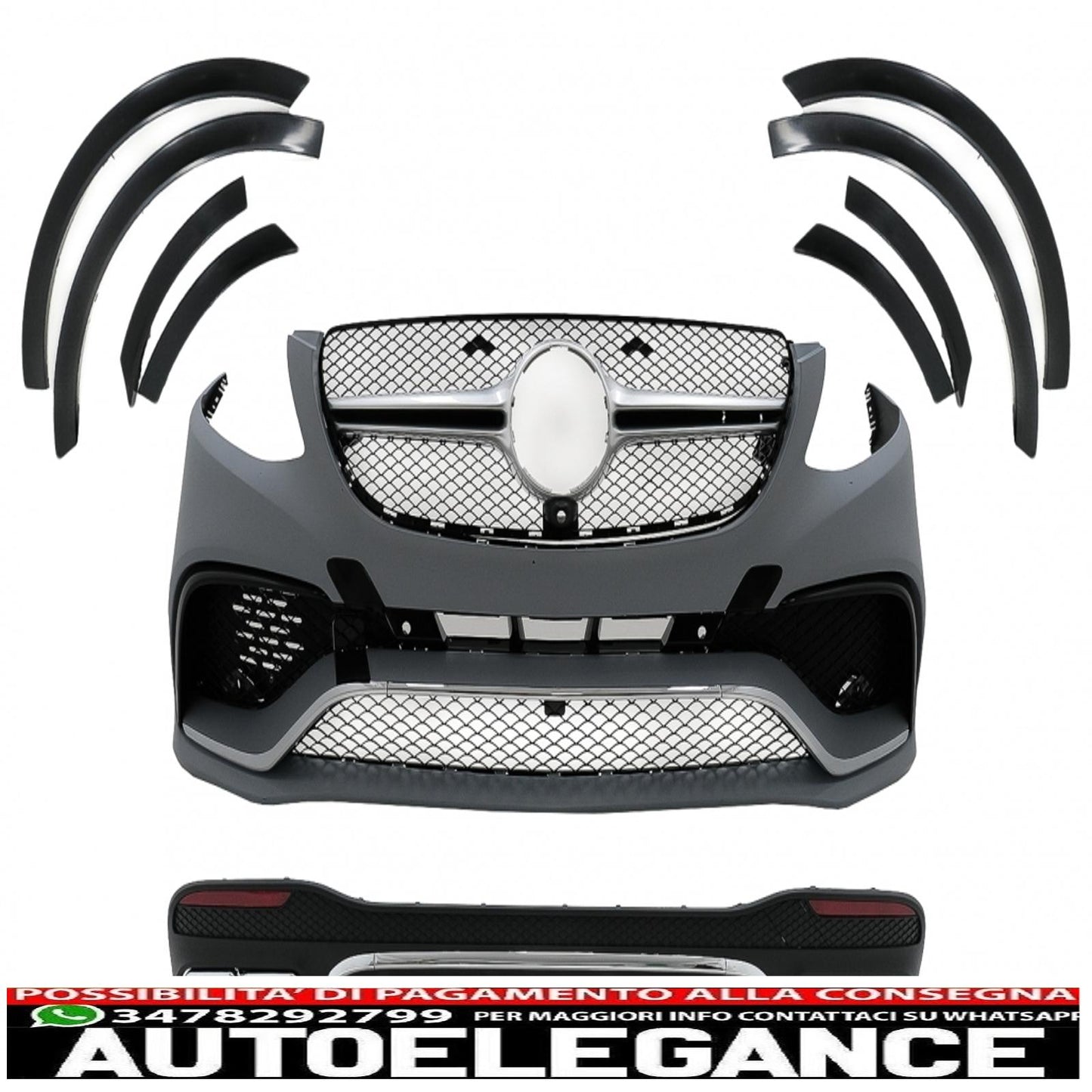 complete body kit suitable for mercedes gle w166 suv (2015-2018) black chrome