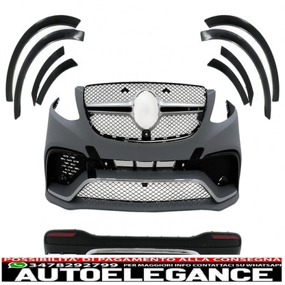 complete body kit suitable for mercedes gle w166 suv (2015-2018) black chrome
