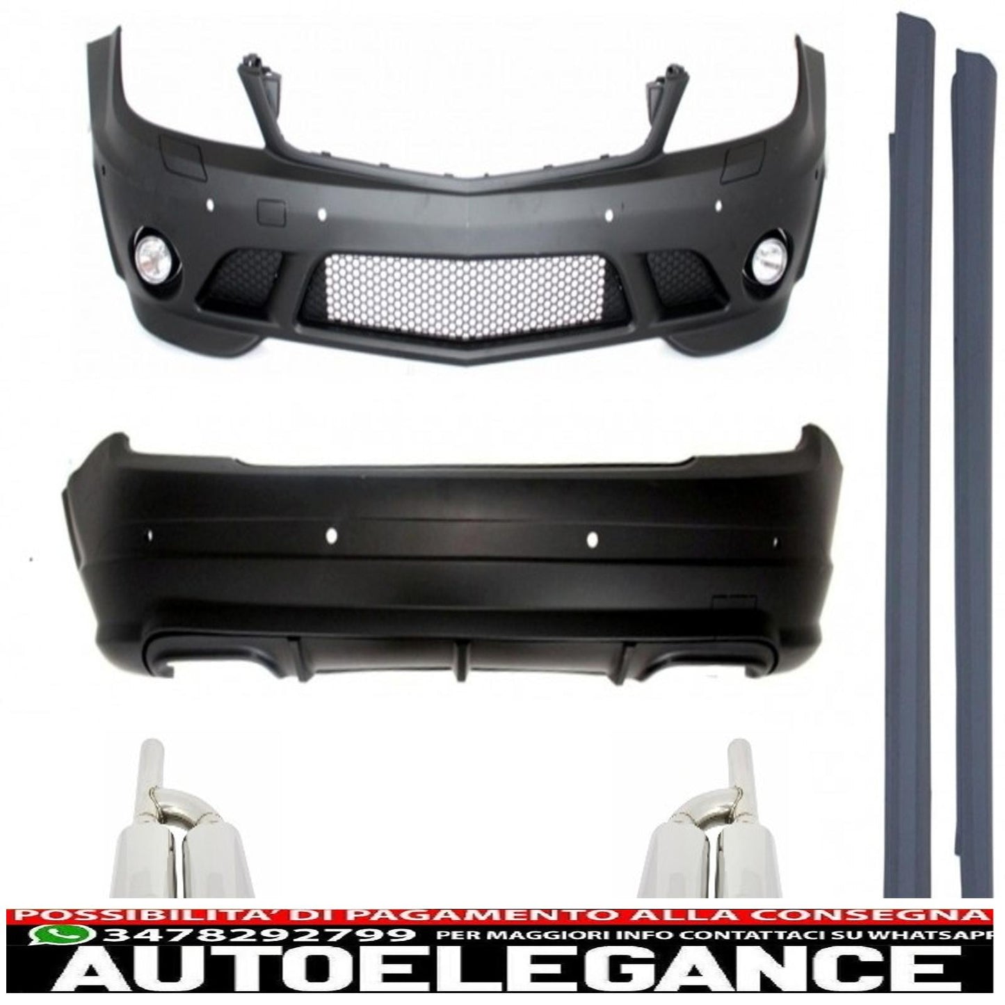 body kit suitable for mercedes-benz c-class w204 c63 2007-2012 with exhaust tips 