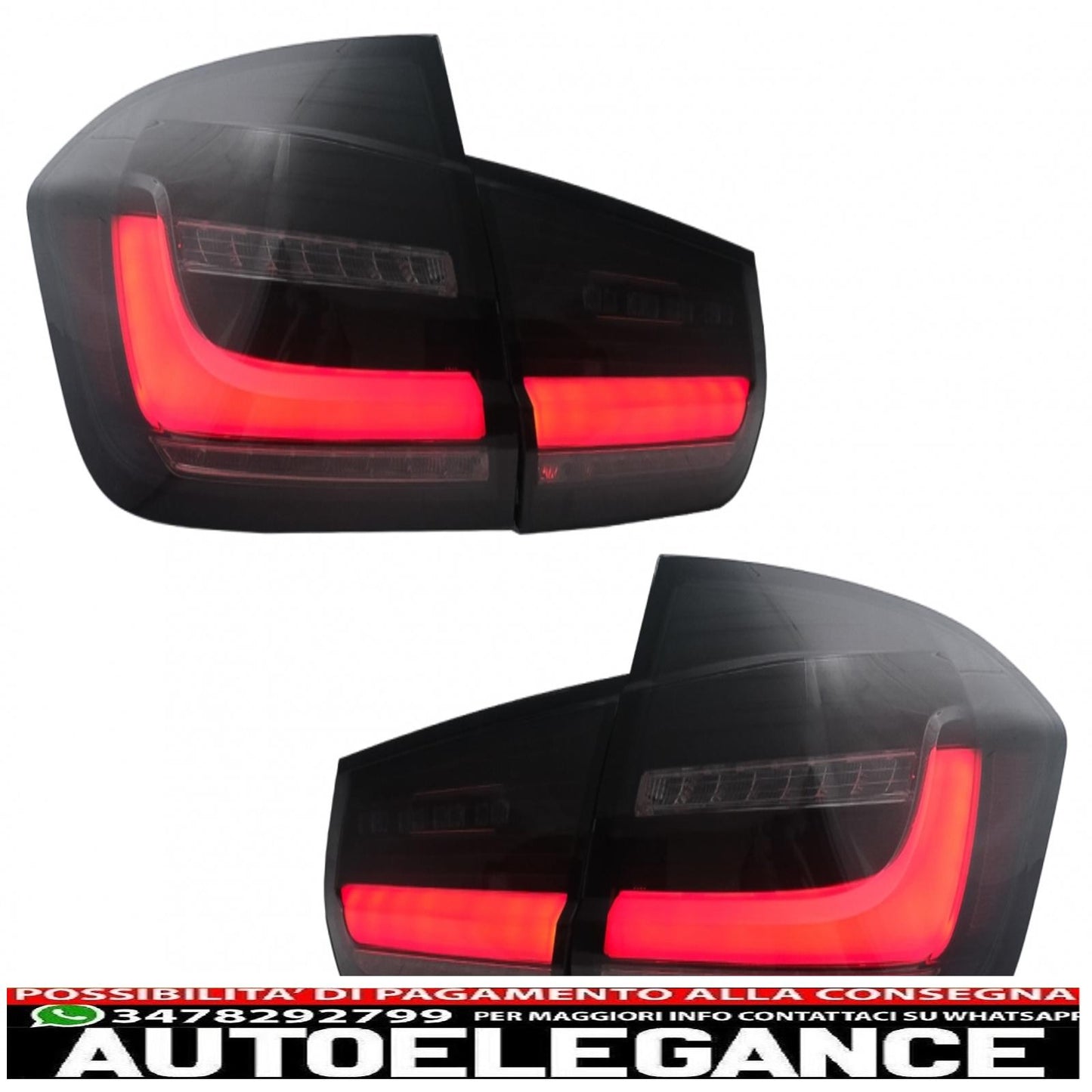 LED bar rear lights suitable for bmw 3 series f30 pre lci and lci (2011-2019) black smoke with dynamic sequential cornering light