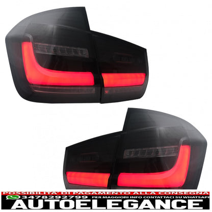 LED bar rear lights suitable for bmw 3 series f30 pre lci and lci (2011-2019) black smoke with dynamic sequential cornering light