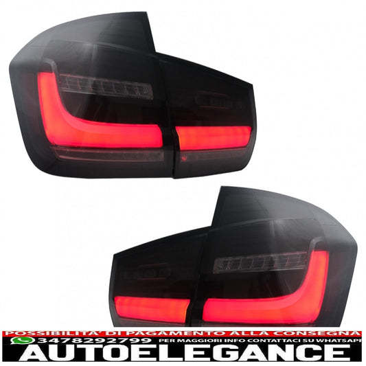 LED bar rear lights suitable for bmw 3 series f30 pre lci and lci (2011-2019) black smoke with dynamic sequential cornering light