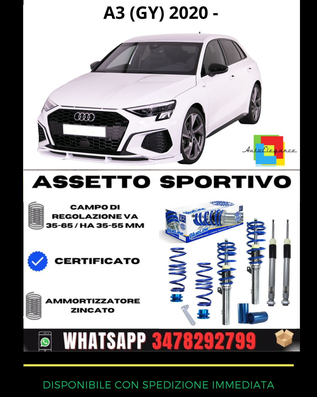 🔥Assetto sportivo ADATTO PER Audi A3 (GY) 30 TFSI/ 35 TFSI 2020+🔥